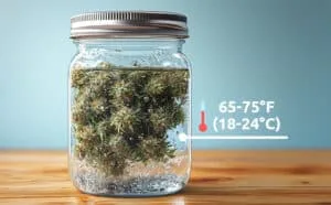 Cannabis buds submerged in water during the initial phase of water curing to enhance smoothness and remove impurities.